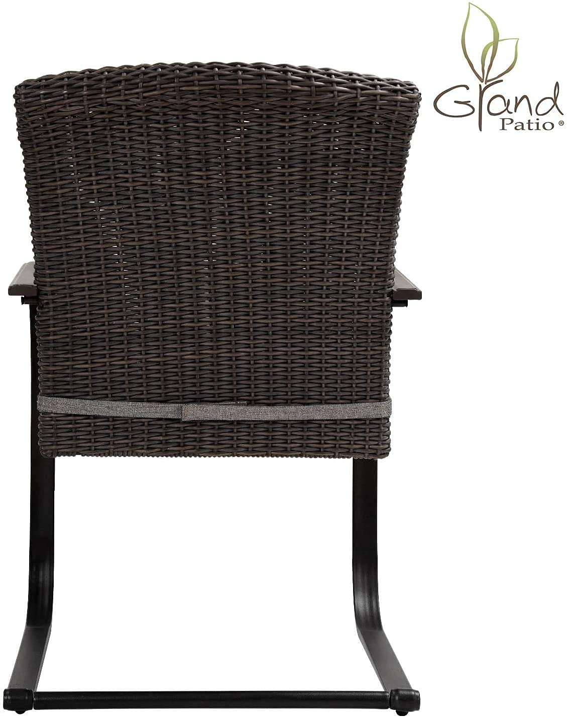 Grand patio 3-Piece Bistro Set, Outdoor Wicker Table Set, Rocking Wicker Chairs with Removable Cushions and Small Coffee Table, Patio Furniture Sets for Balcony, Porch, Grey