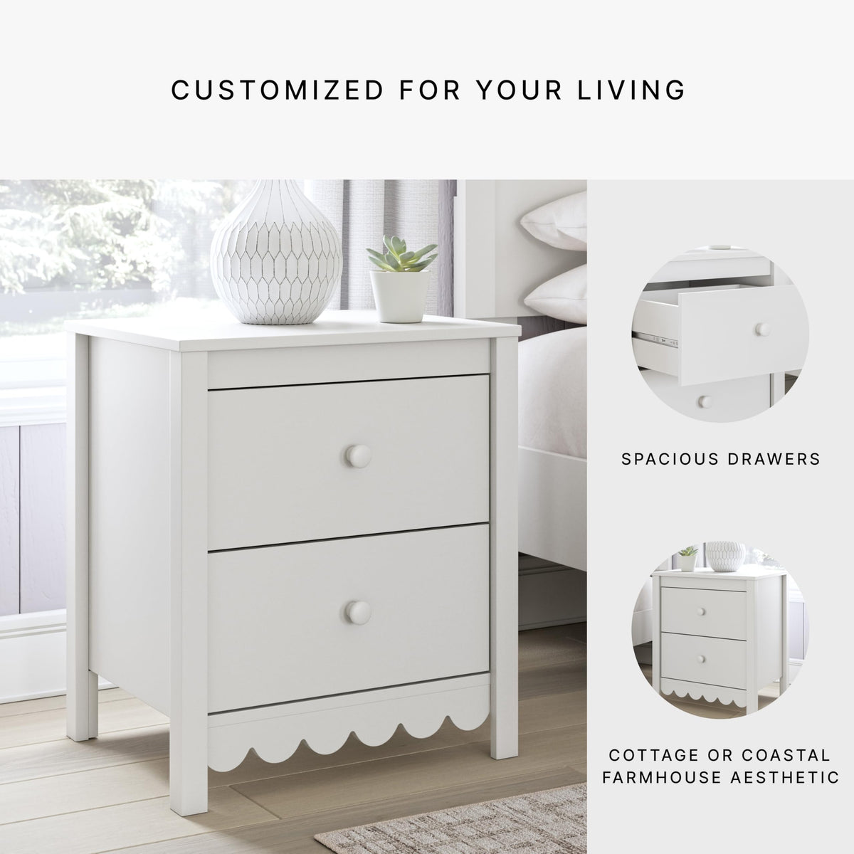 Scalloped 2-Drawer Nightstand