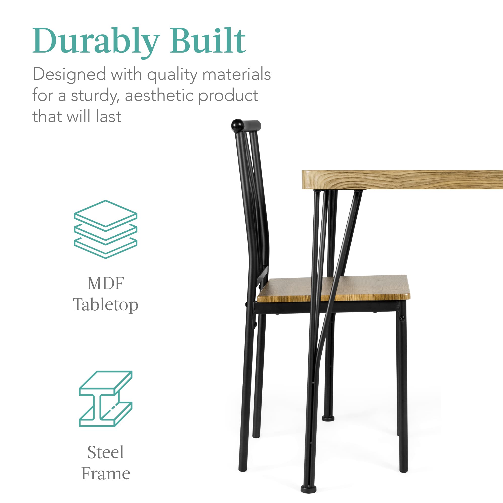 5-Piece Rectangular Dining Table Set with 4 Chairs