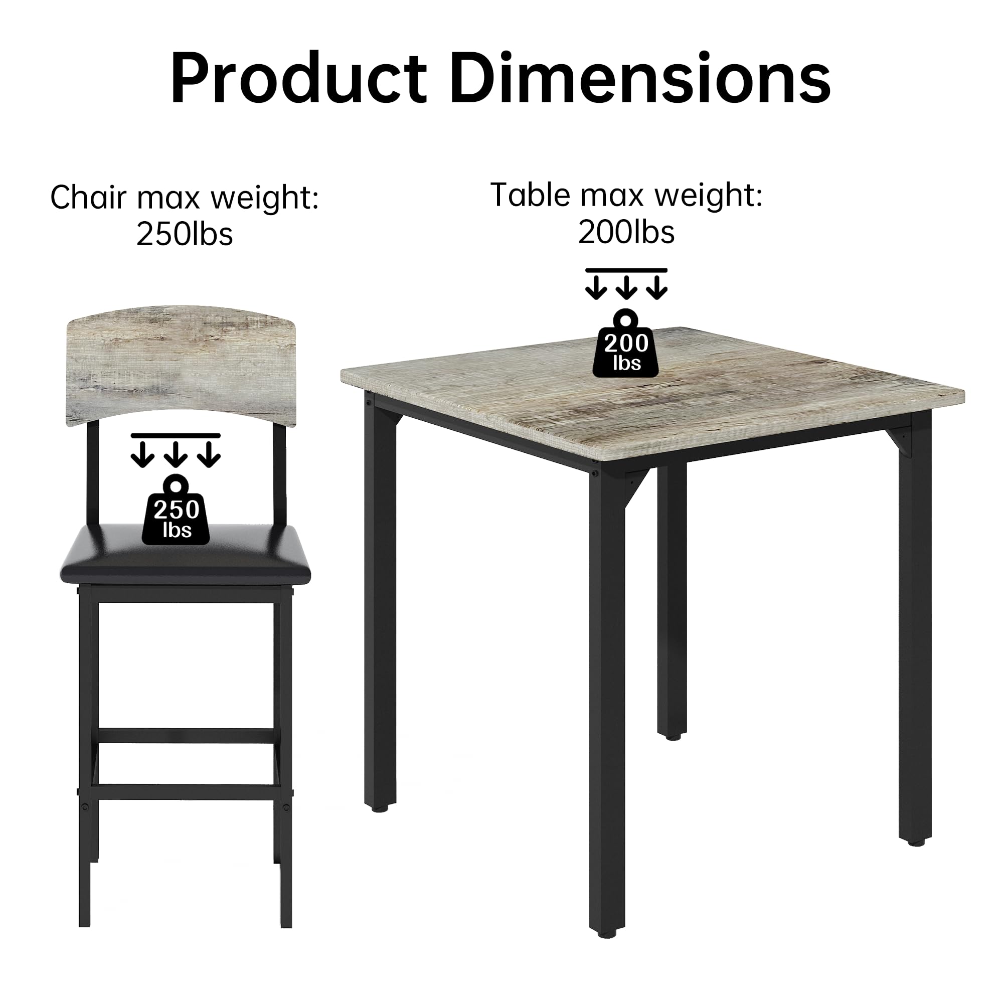 5-Piece Counter Height Dining Table Set with Bar Stools