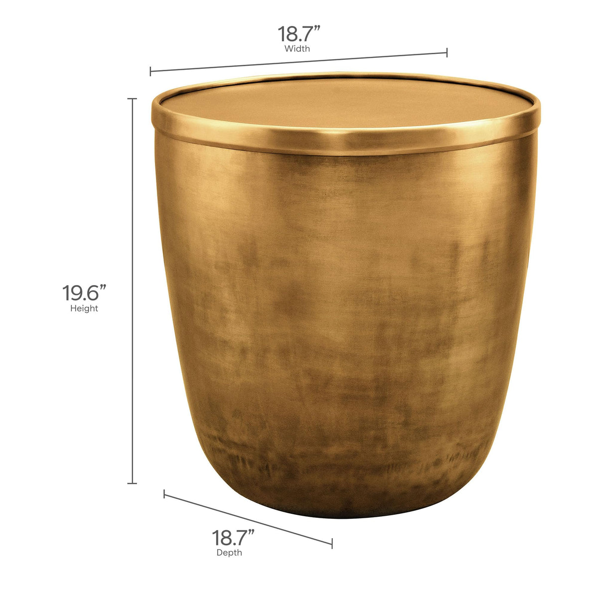 Brass-Finish Drum Storage Side Table
