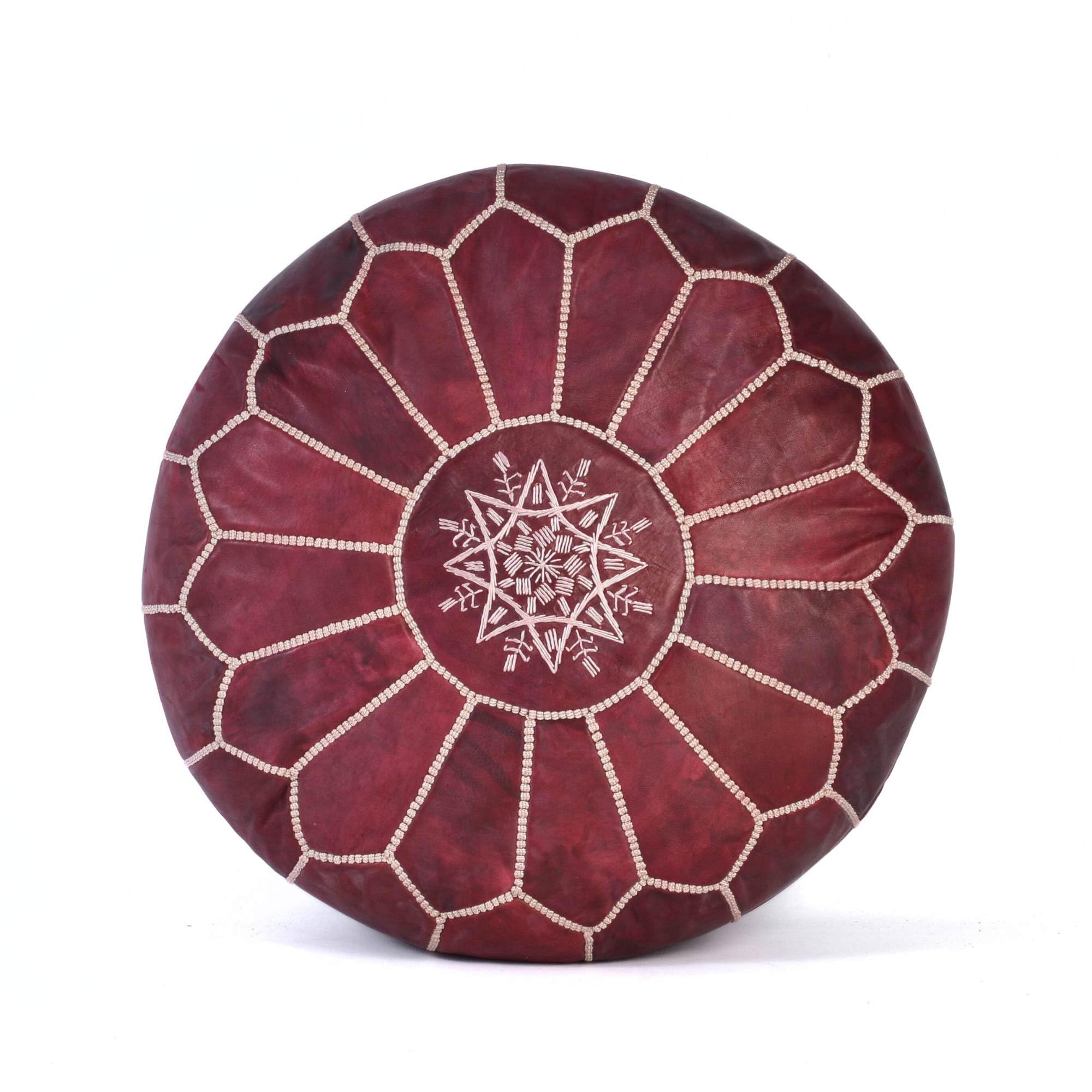 Moroccan Leather Pouf Ottoman