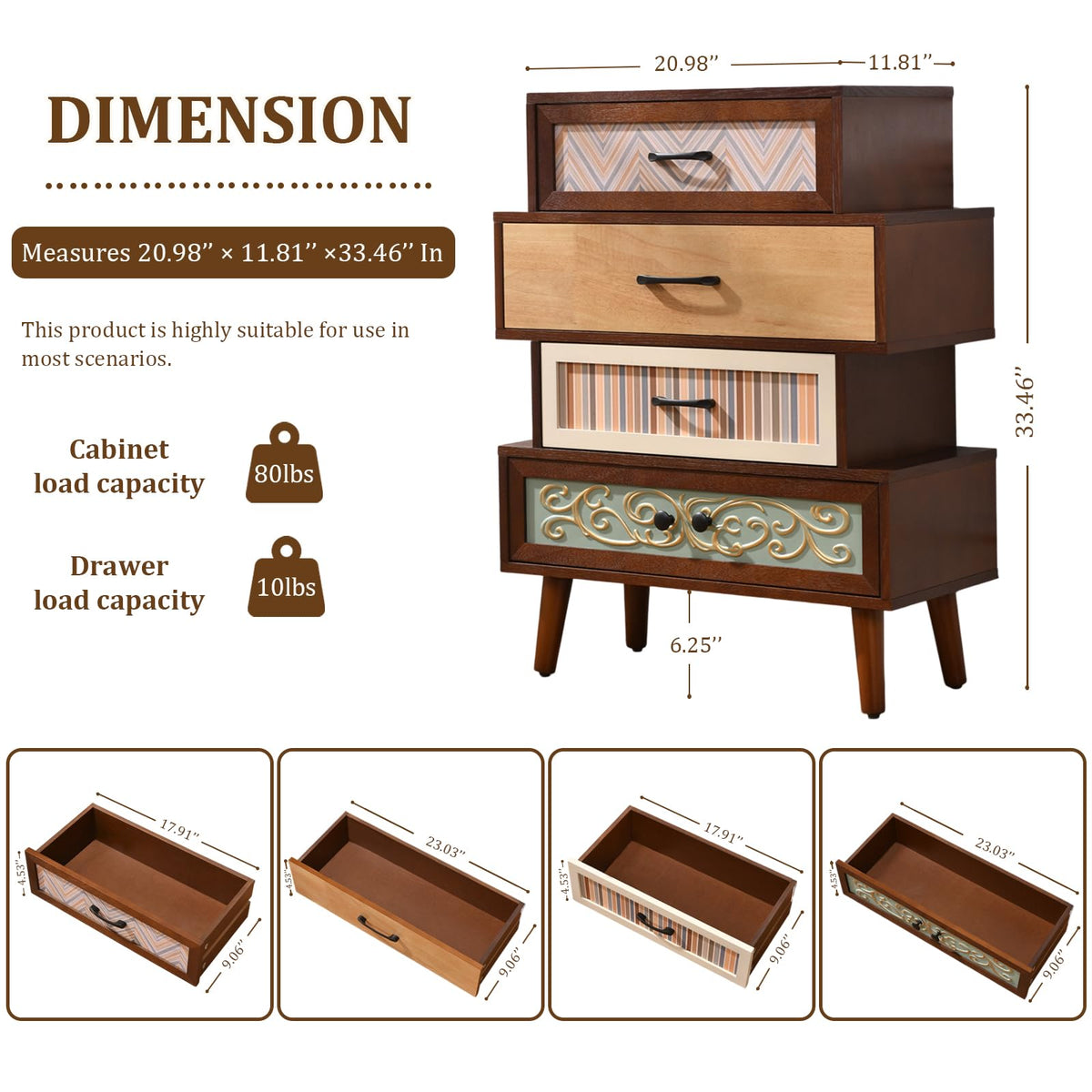 Boho Accent Cabinet with Drawers