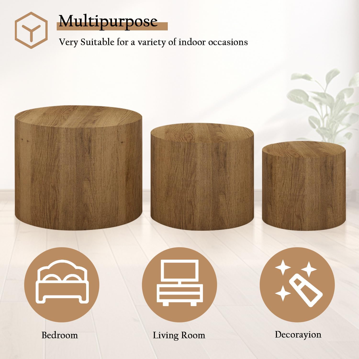 Round Nesting Coffee Table Set of 3