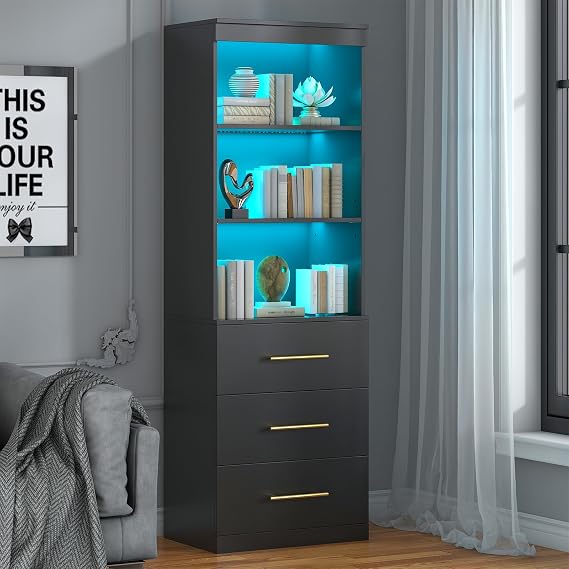 3-Shelf Bookcase with Drawers