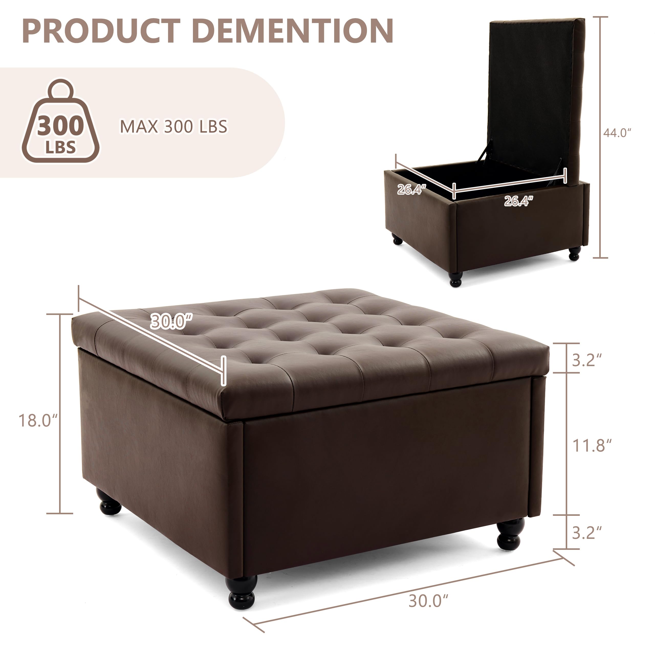 Square Storage Ottoman Coffee Table