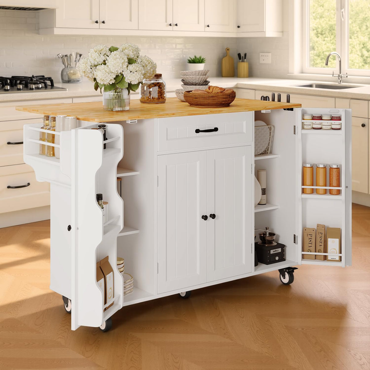 White Drop Leaf Kitchen Island
