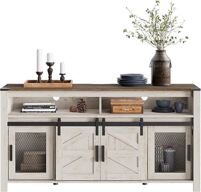 Farmhouse Buffet Cabinet with Sliding Barn Doors