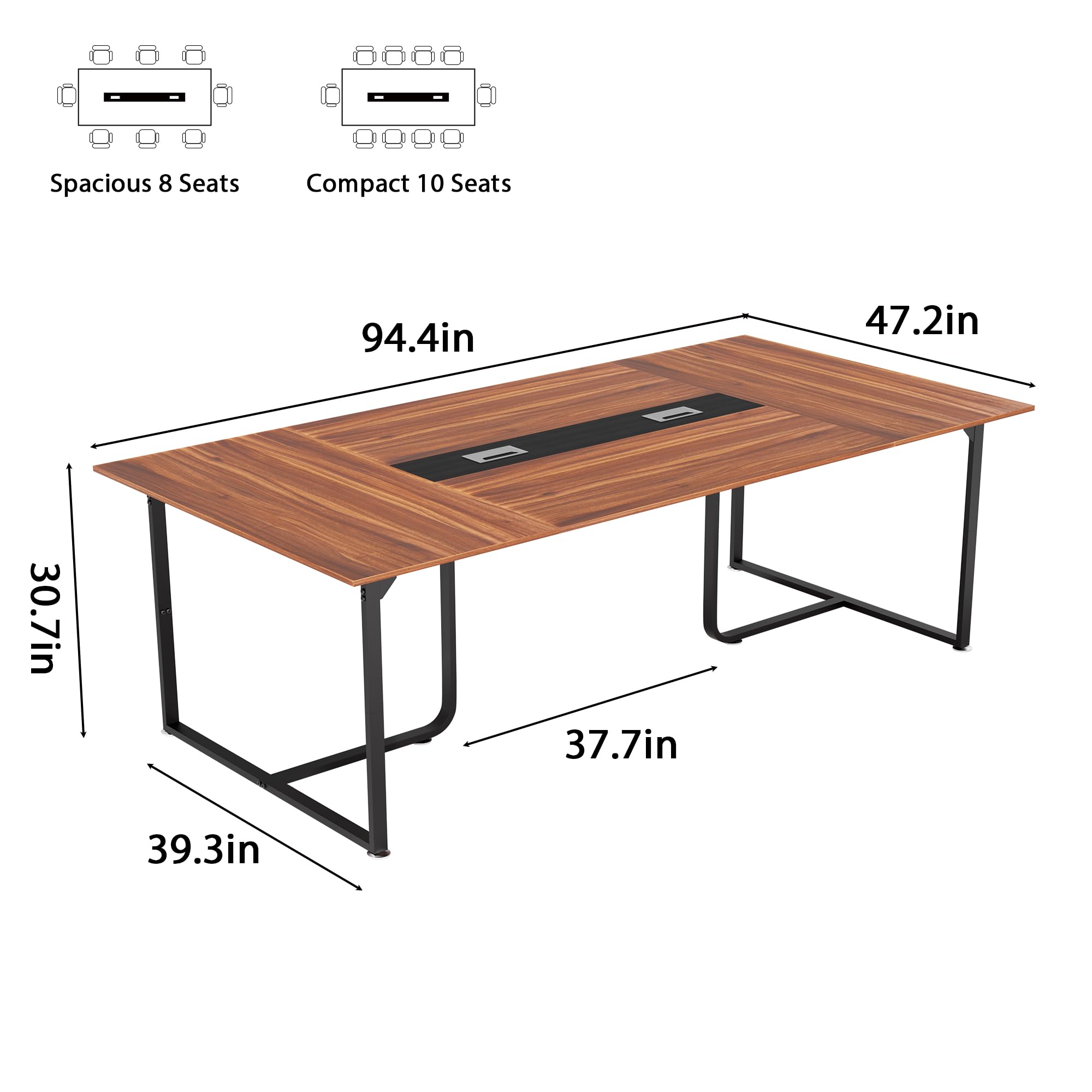 8FT Conference Table with Grommet & Adjustable Foot Pads
