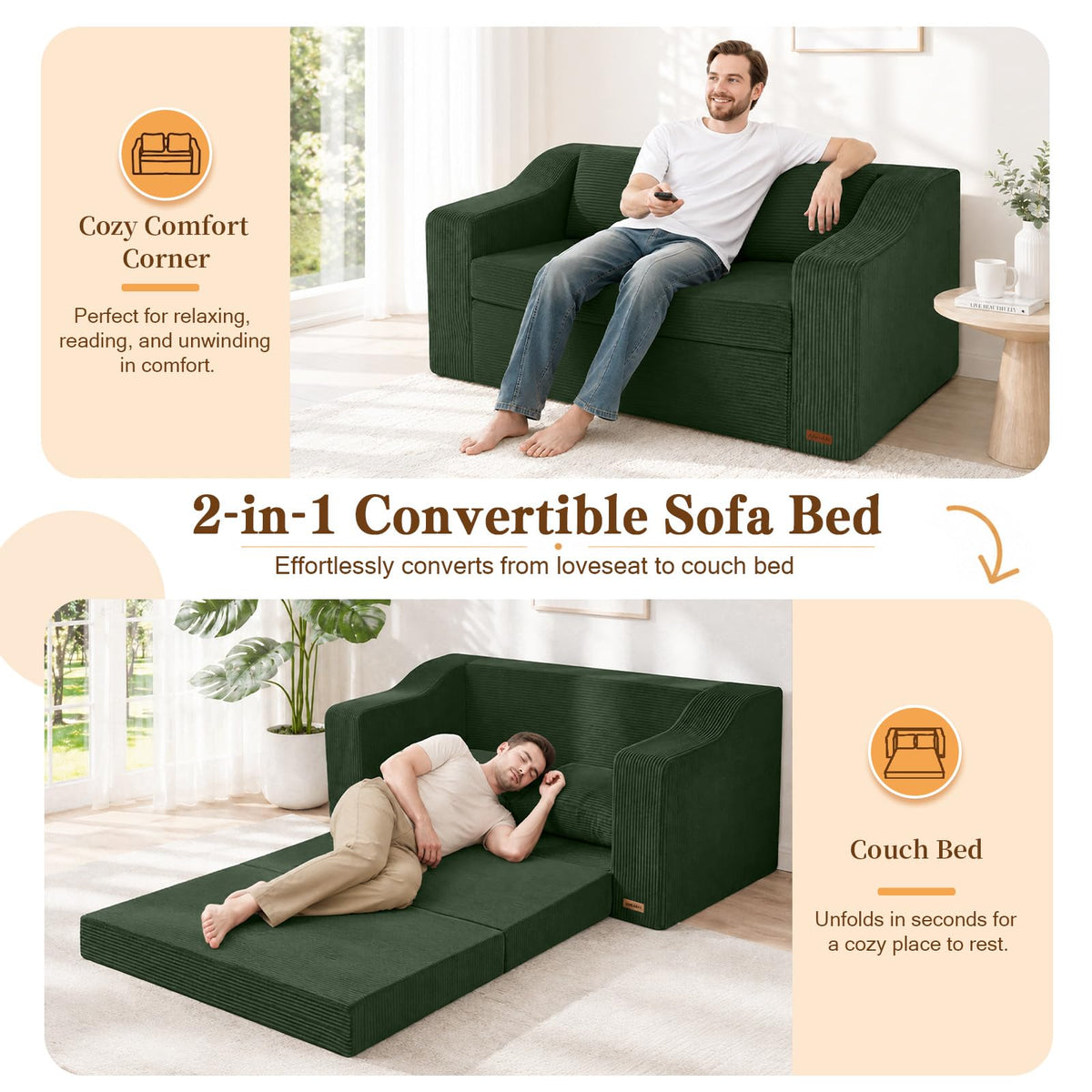 Corduroy Loveseat Sofa Bed