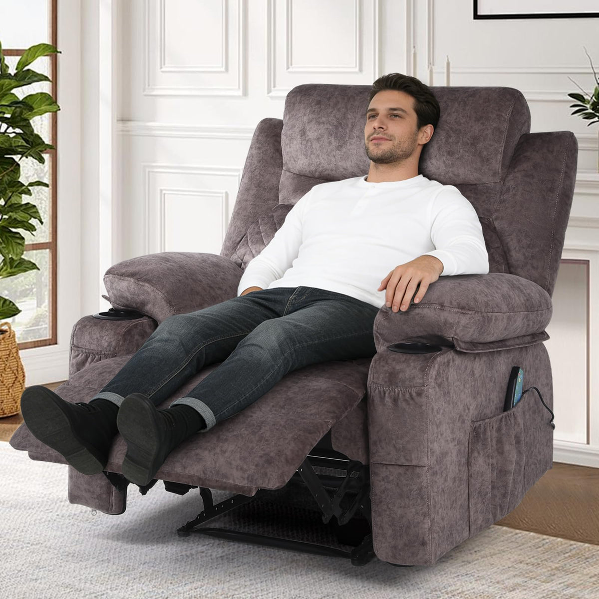Oversized Massage Manual Recliner Chair Heated Reclining Sofa for Adult