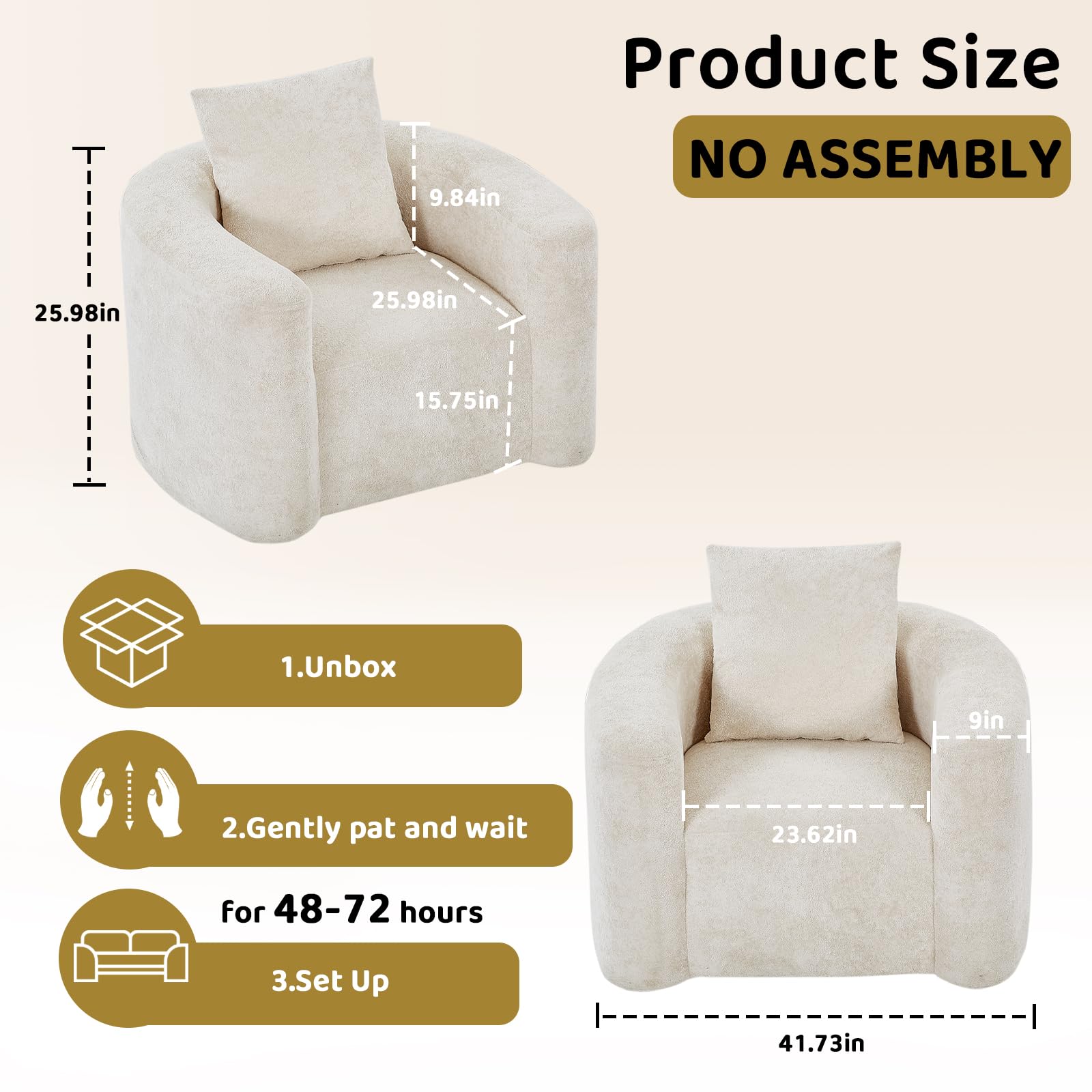 Oversized Accent Chair – Chenille, Curved Back, No Assembly