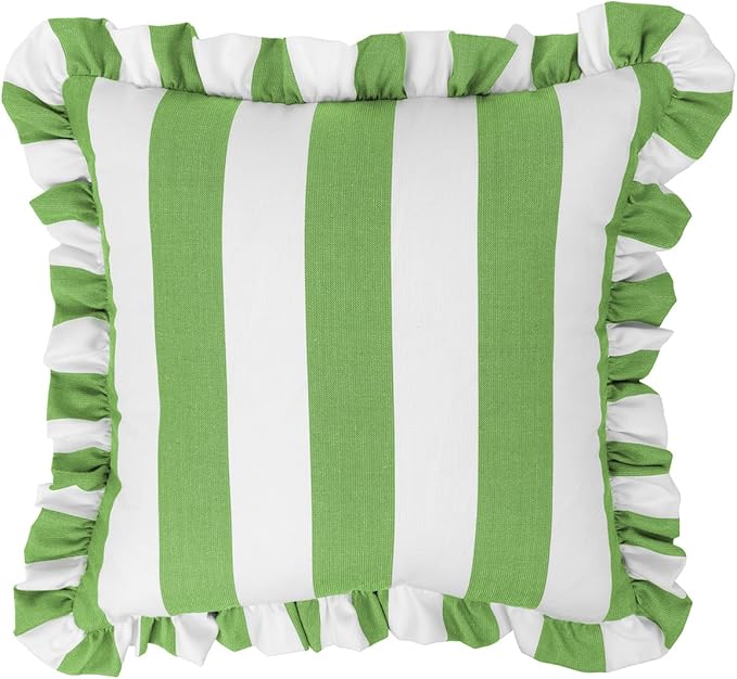 Cabana Stripe Throw Pillow Set of 2 – 18x18 with Ruffle Trim