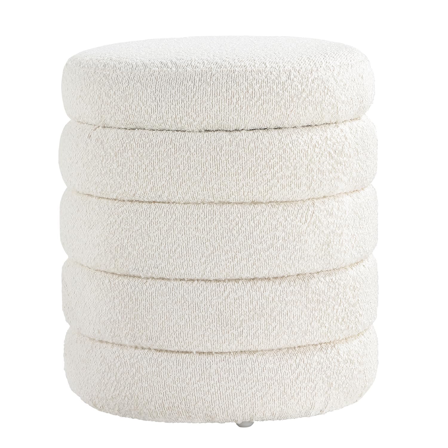 Get Set Style Modern Round Ottoman with Soft Padded Seat, Storage Vanity Chairs for Makeup, Upholstered Footrest Stool Ottoman Foot Stool for Living Room, Bedroom