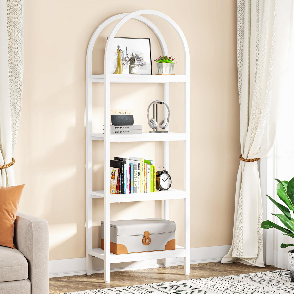 White 4-Tier Open Bookcase