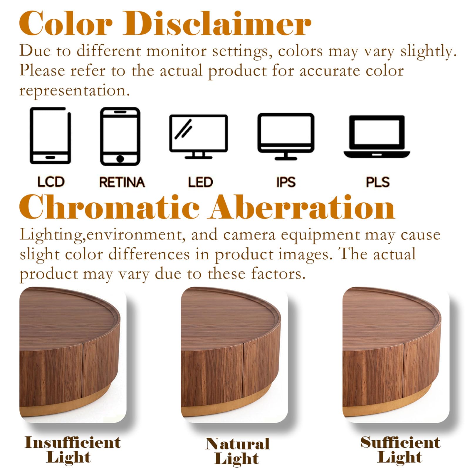 35.4'' Round Drum Coffee Table with Storage, Modern Wooden Round Coffee Tables, Unique Circle Center Table Accent Tea Table with Sturdy Pedestal for Living Room Apartment Small Space (Brown 35.4")