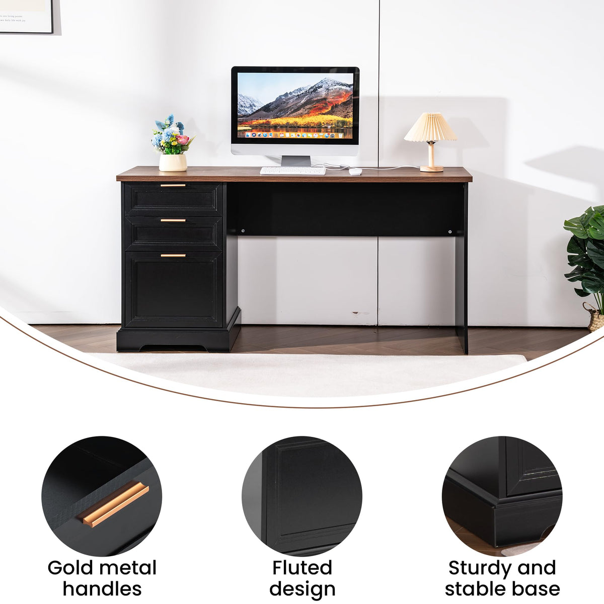 Executive Desk with Mobile File Cabinet