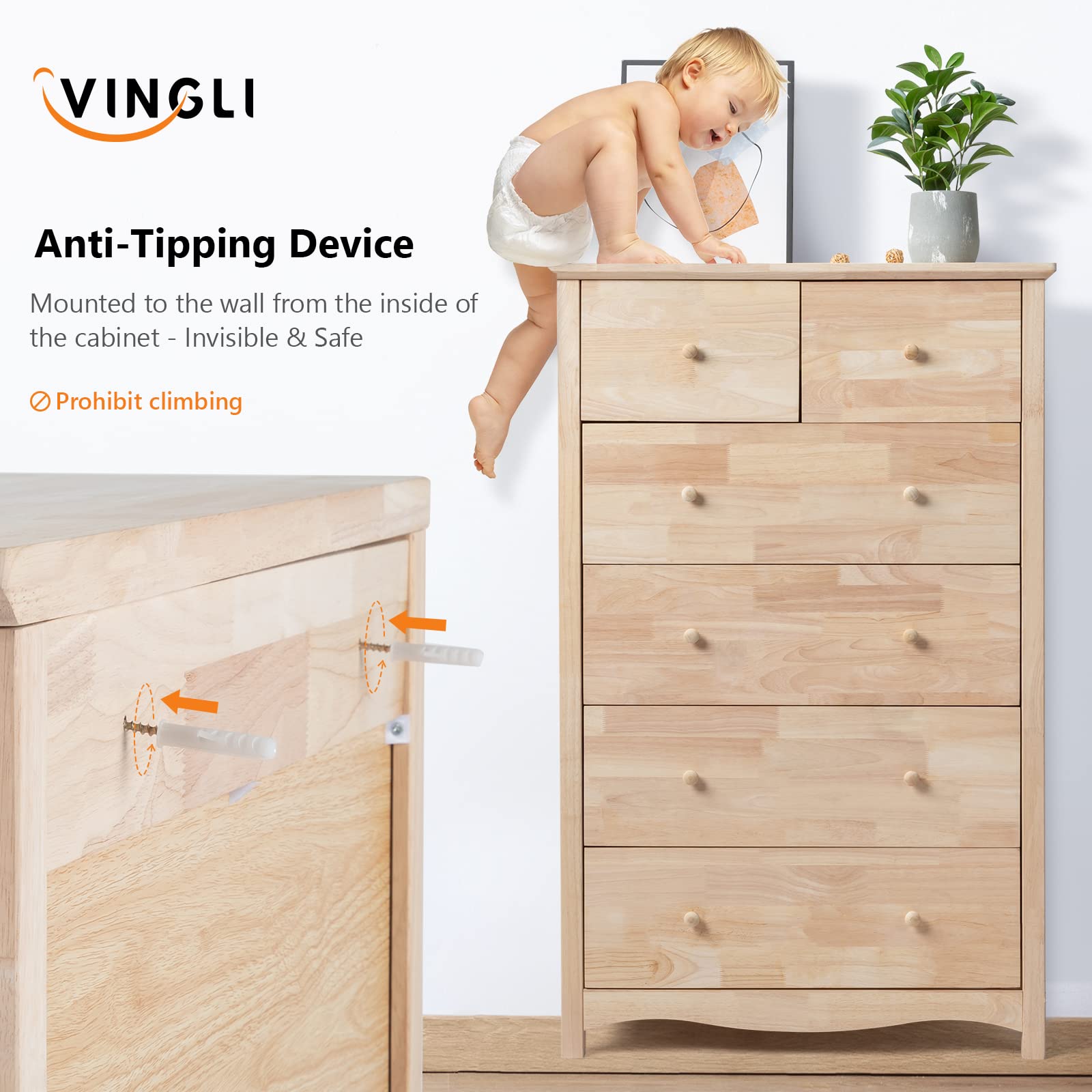 Unfinished Solid Wood Dresser with Full-Extension Drawers