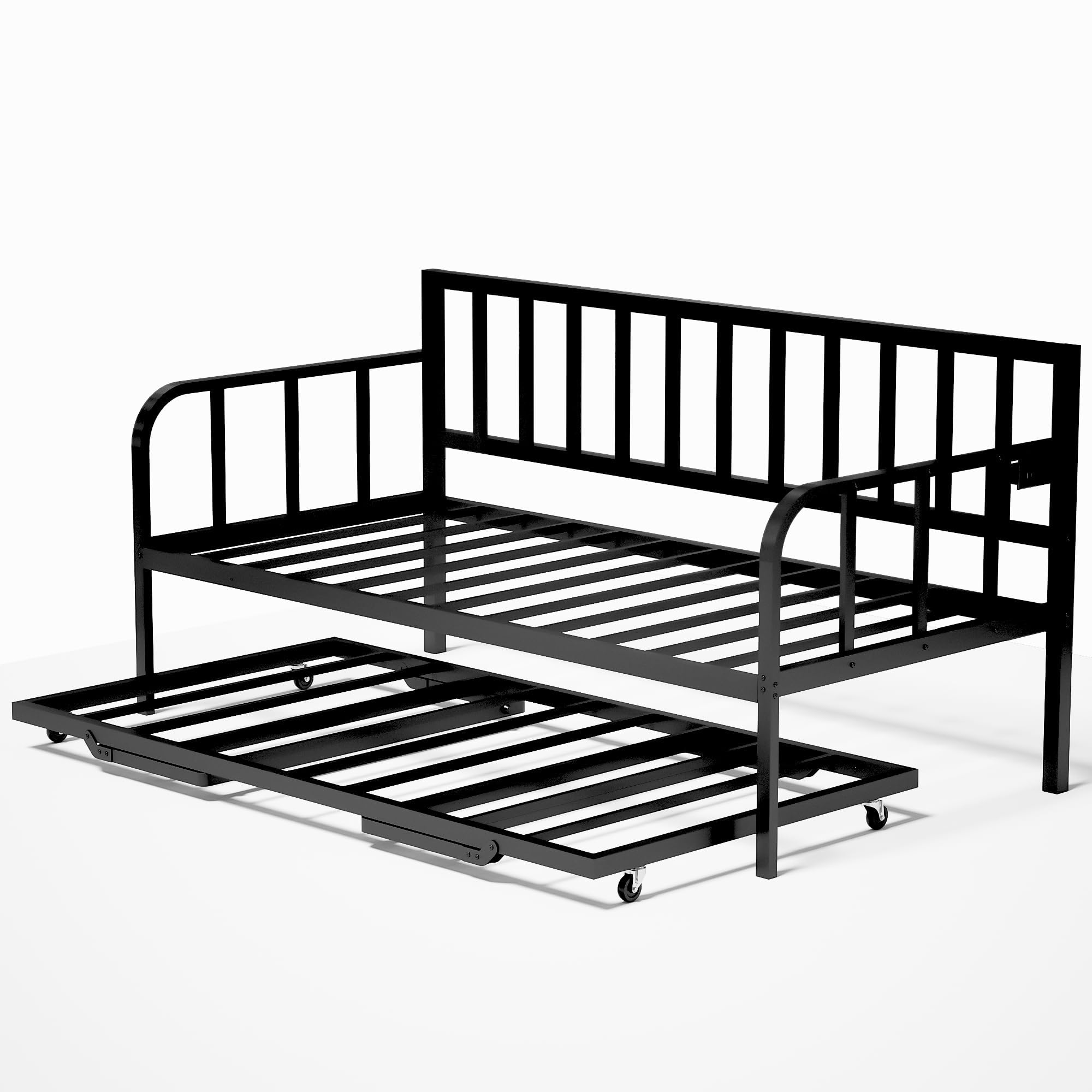 Twin Daybed with Pop-Up Trundle & LED Lights