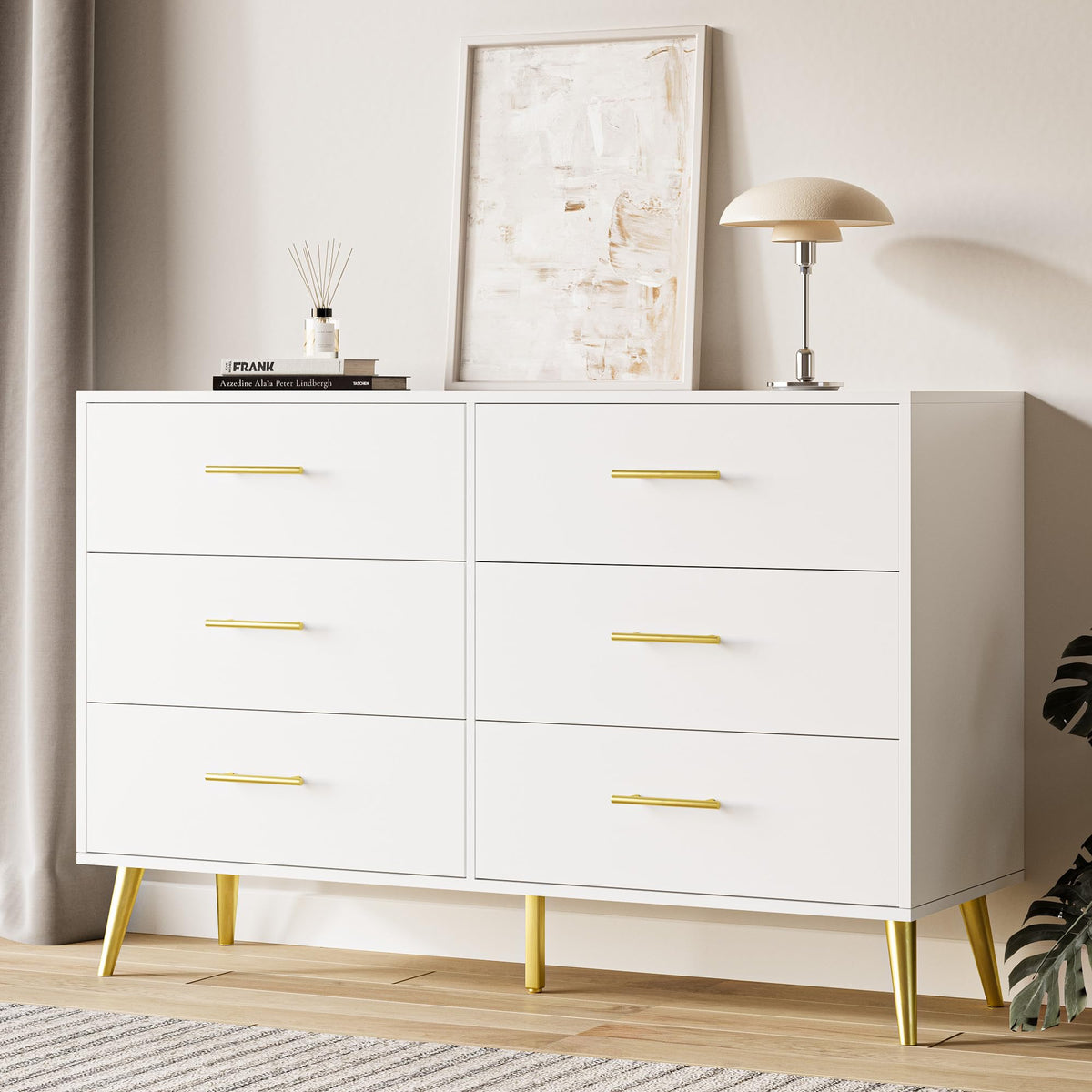 MAISONARIA 6 Drawer Dresser, White