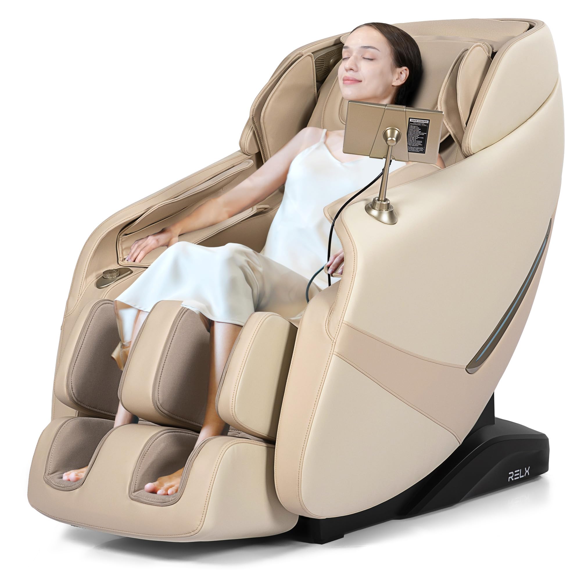 RELX 2026 Massage Chair Full Body, Zero Gravity Airbag Shiatsu Massage Chair with SL-Track, Heating, AI Control, Body Scan, 13 Modes, Foot Rollers, and Deep Yoga Stretch (Beige)