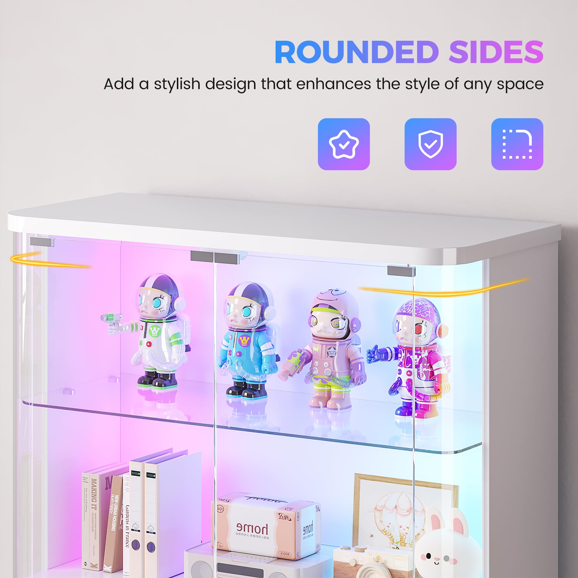 71" Tall RGB LED Display Cabinet with Glass Doors