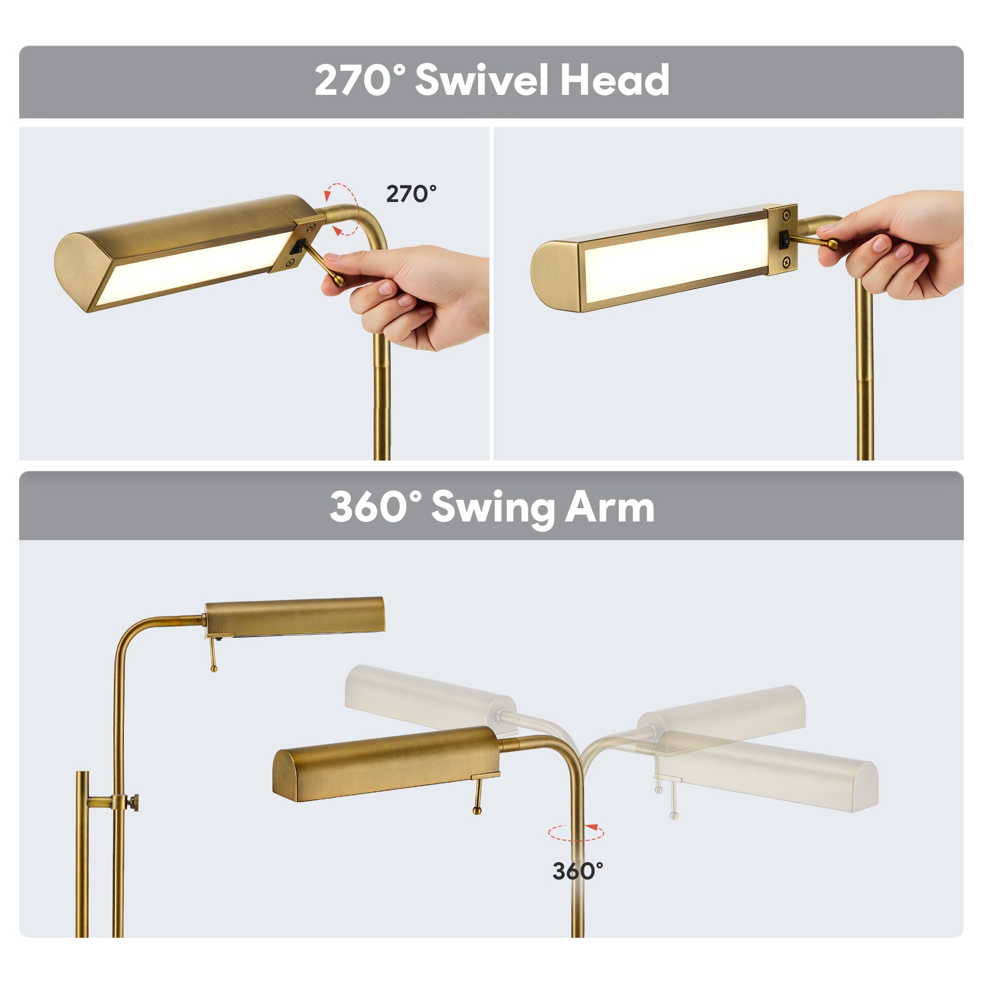 Industrial LED Floor Lamp with Adjustable Swing Arm