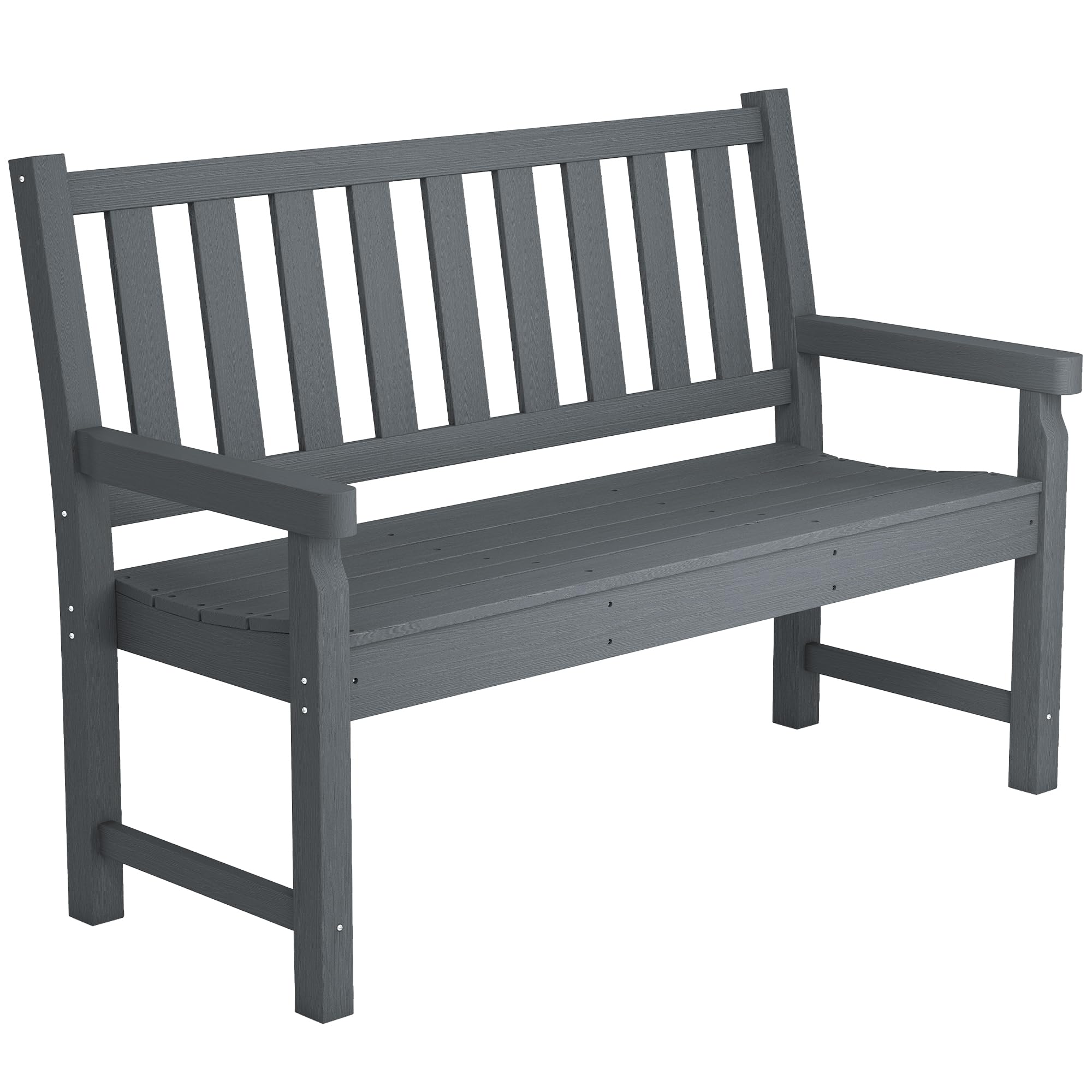 Outsunny Outdoor Bench, 49" All-Weather HDPE Garden Bench, 2-Person Patio Loveseat with 528 lbs Capacity, Curved Seat for Backyard, Park, Porch, Lawn, Park, Gray