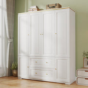 Wardrobe Closet with Drawers and Hanging Rod