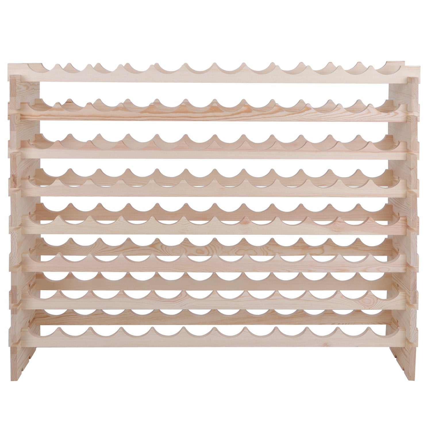 Smartxchoices 96 Bottle Modular Wine Rack Freestanding Floor Wine Holder, Stackable Wine Storage Rack Display Shelves, Solid Wood - Wobble-Free (96 Bottles)