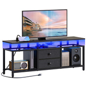 TV Stand with LED Lights & Power Outlets