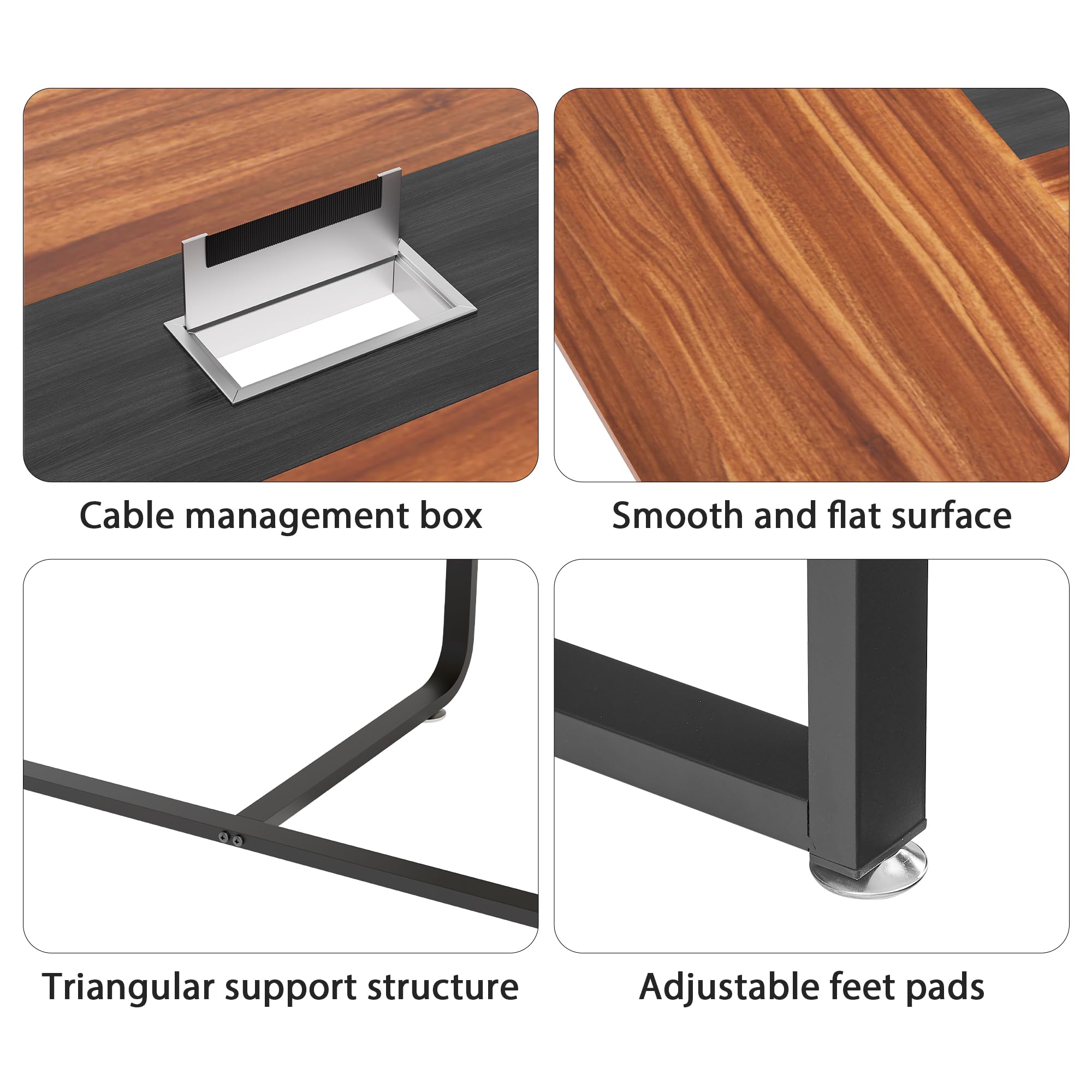 8FT Conference Table with Grommet & Adjustable Foot Pads