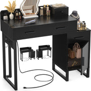 Makeup Vanity Desk with Drawers & Charging Station