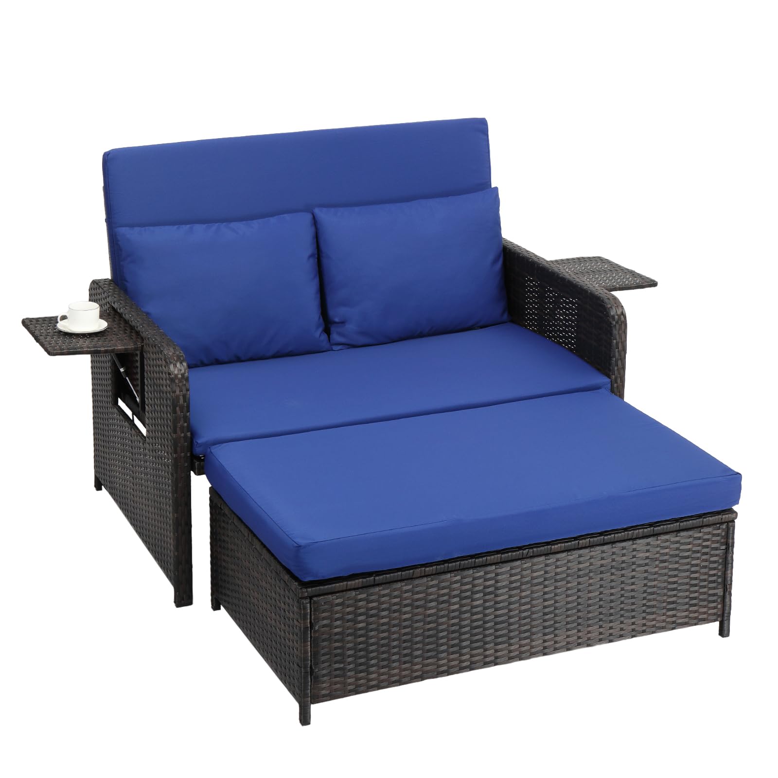 Convertible Patio Daybed with Storage Ottoman