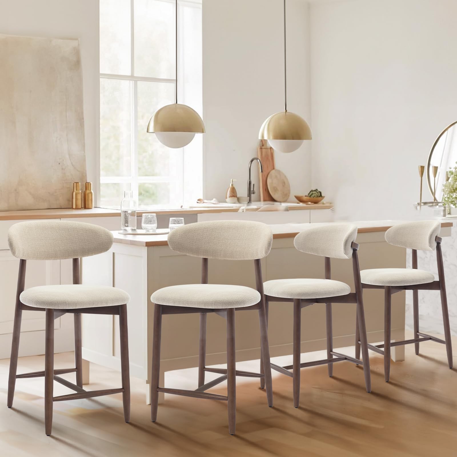 Mid-Century Modern Counter Height Bar Stools (Set of 4)