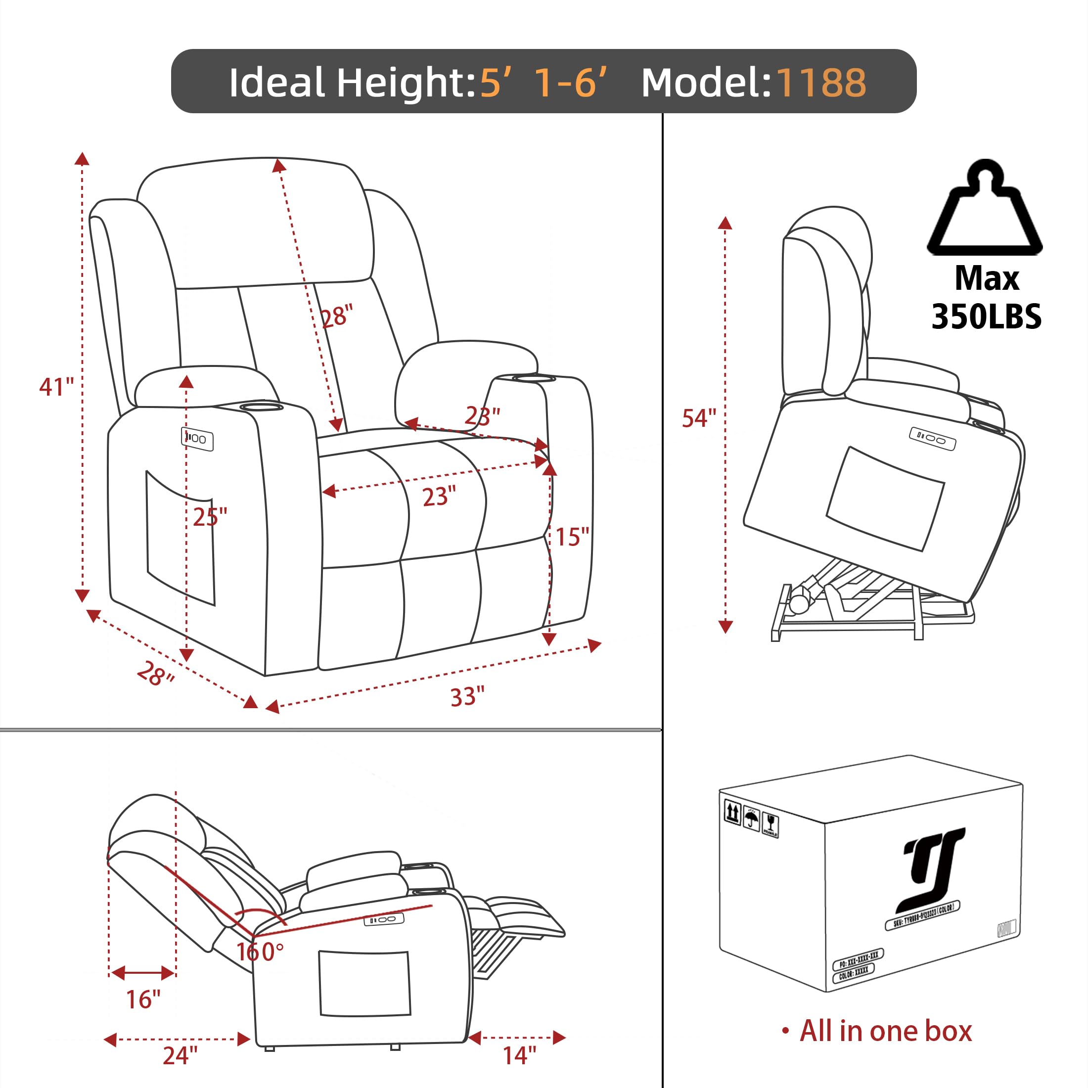 Power Lift Recliner Chair with Massage & Heat