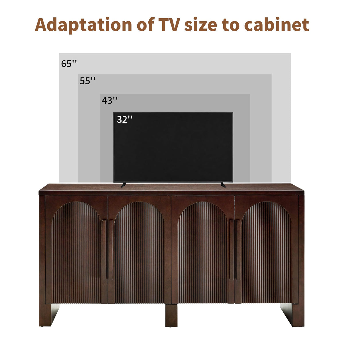 60"Modern Sideboard Cabinet with Storage,Solid Wood Arched Buffet Cabinet