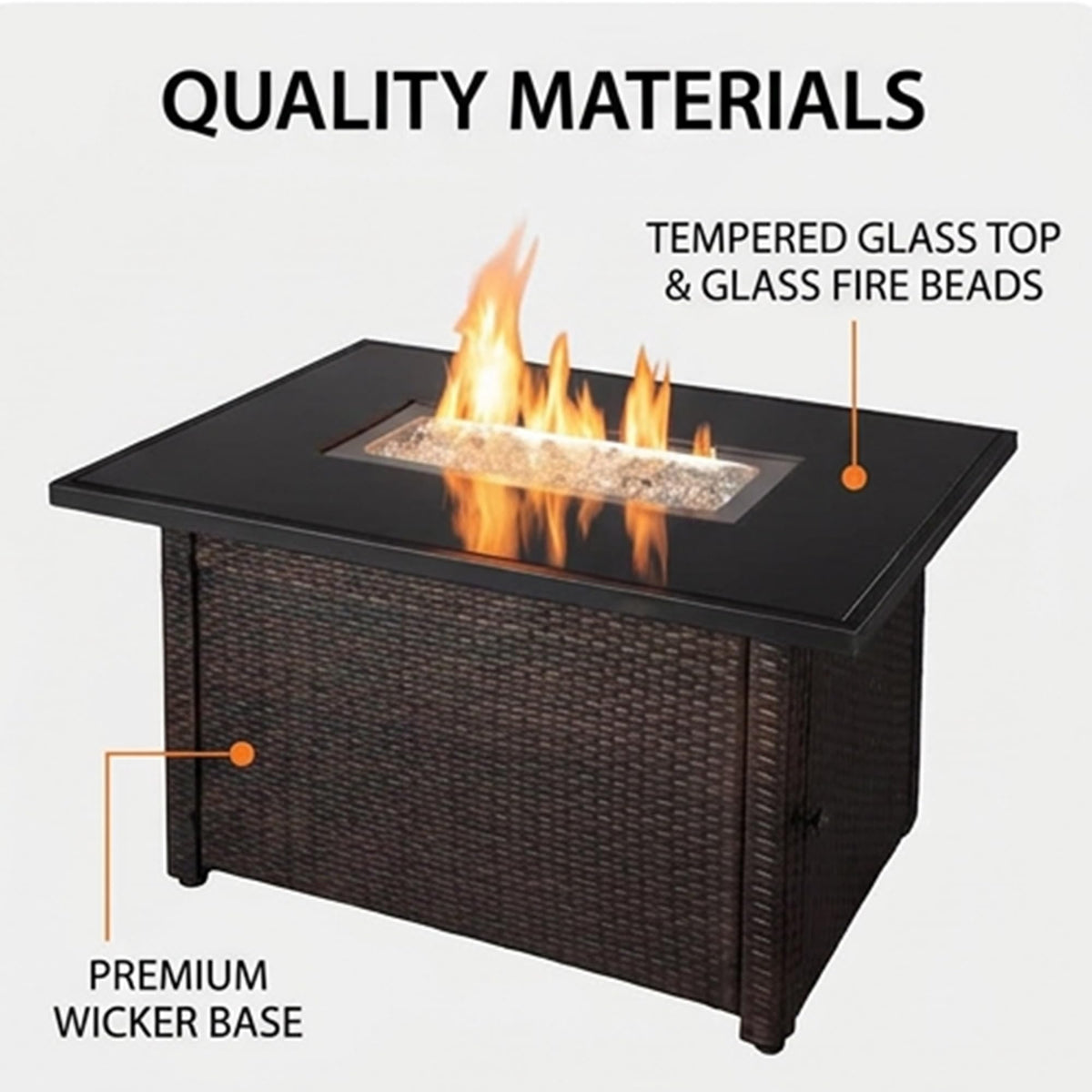 Rectangular Gas Fire Pit Table