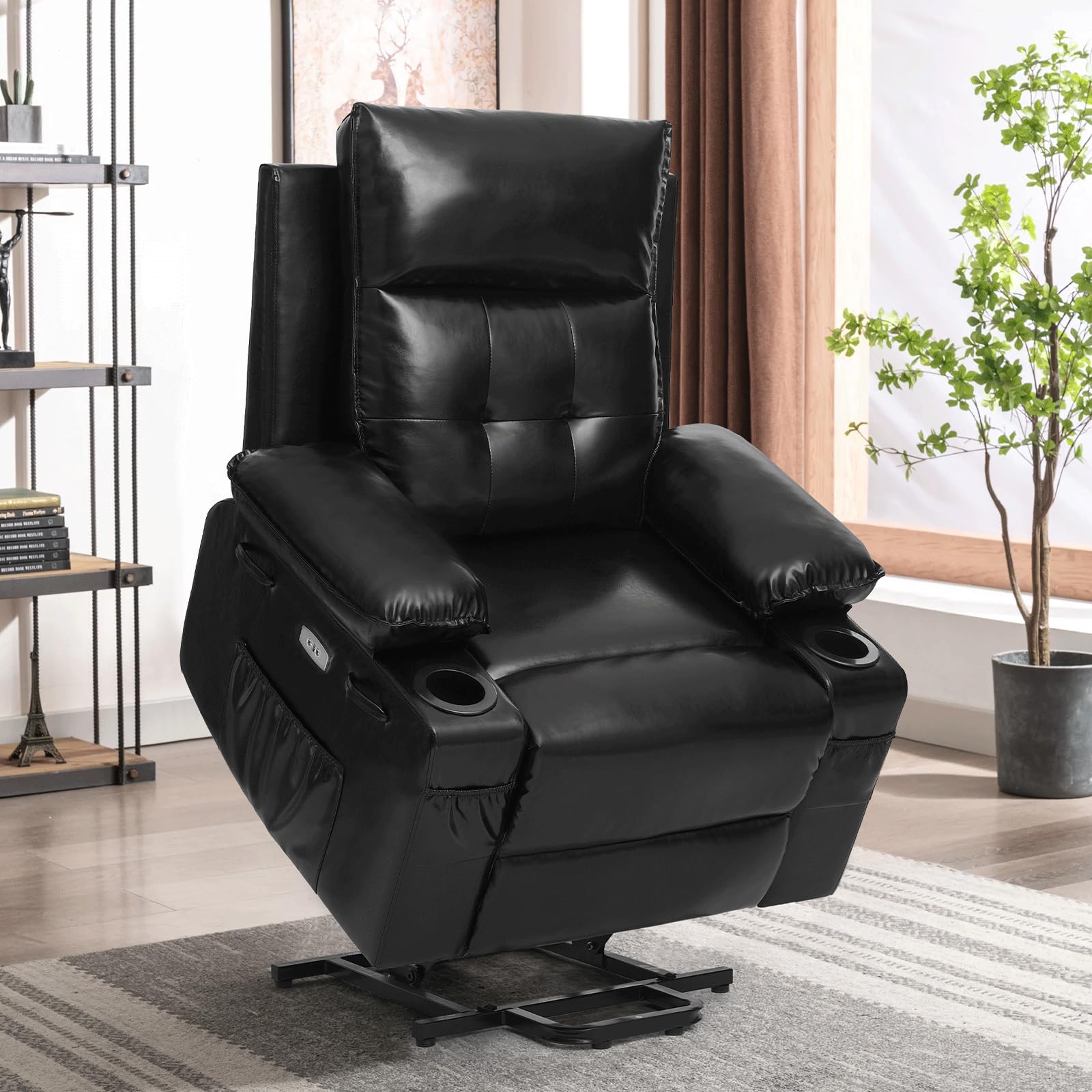Polar Aurora Power Lift Chair for Elderly,Electric Recliner Chair with Vibrating Massage & Heating,Living Room Chair with Thickened armrest,USB Ports,2 Cup Holders