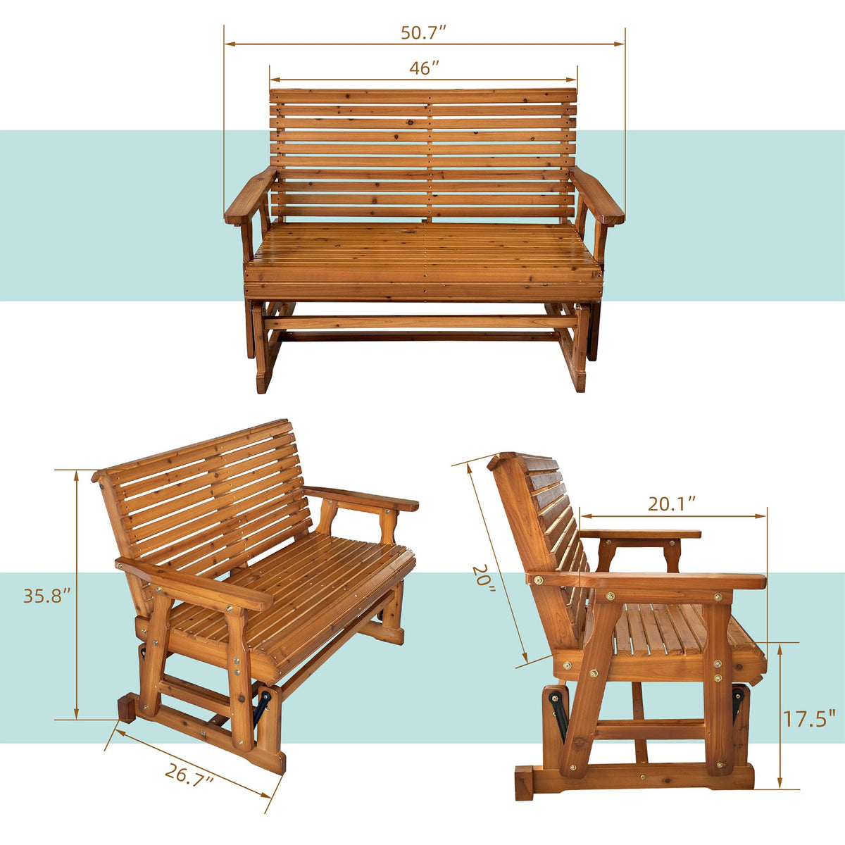 Wooden Patio Glider Bench