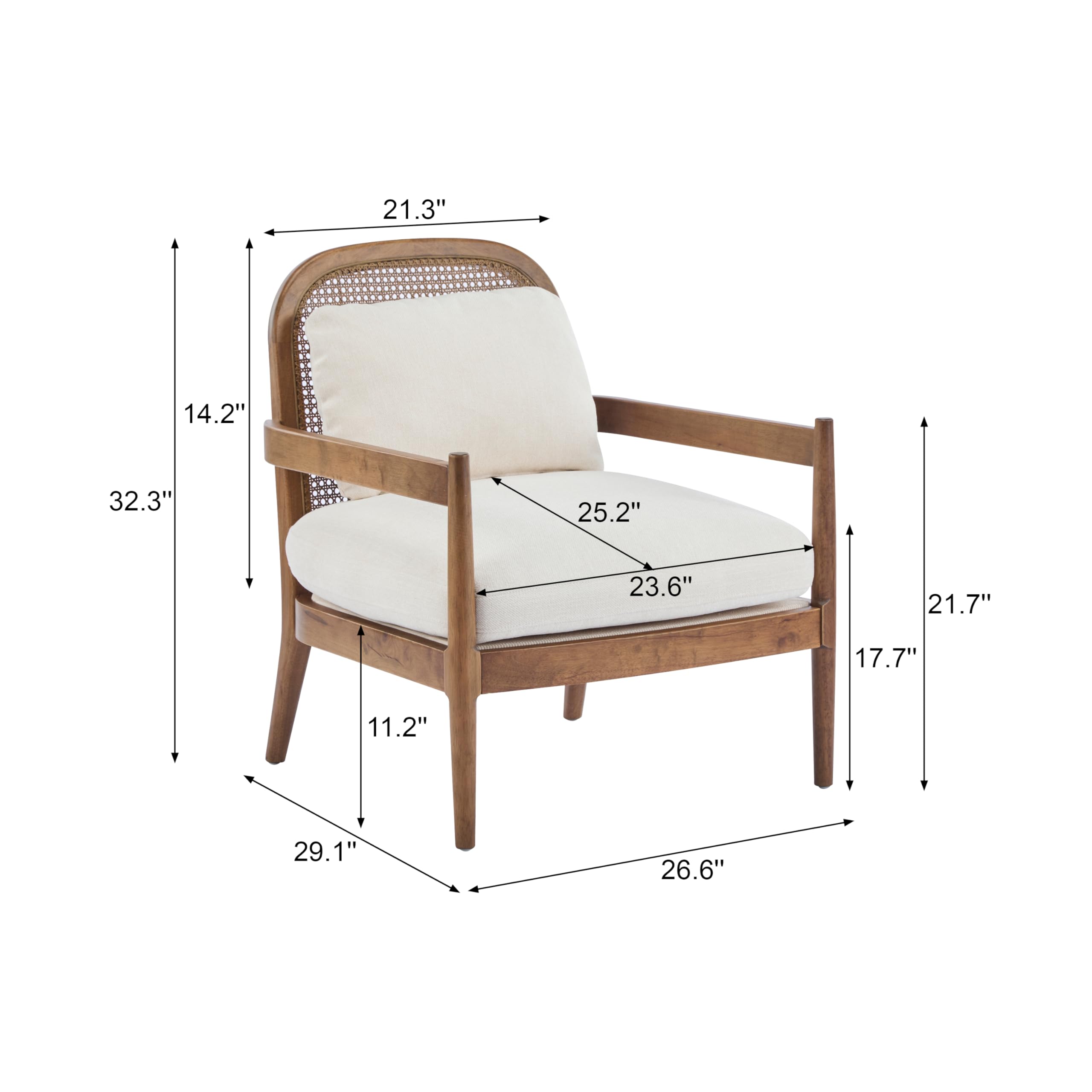 Mid-Century Club Chair Set of 2 with Rattan Back