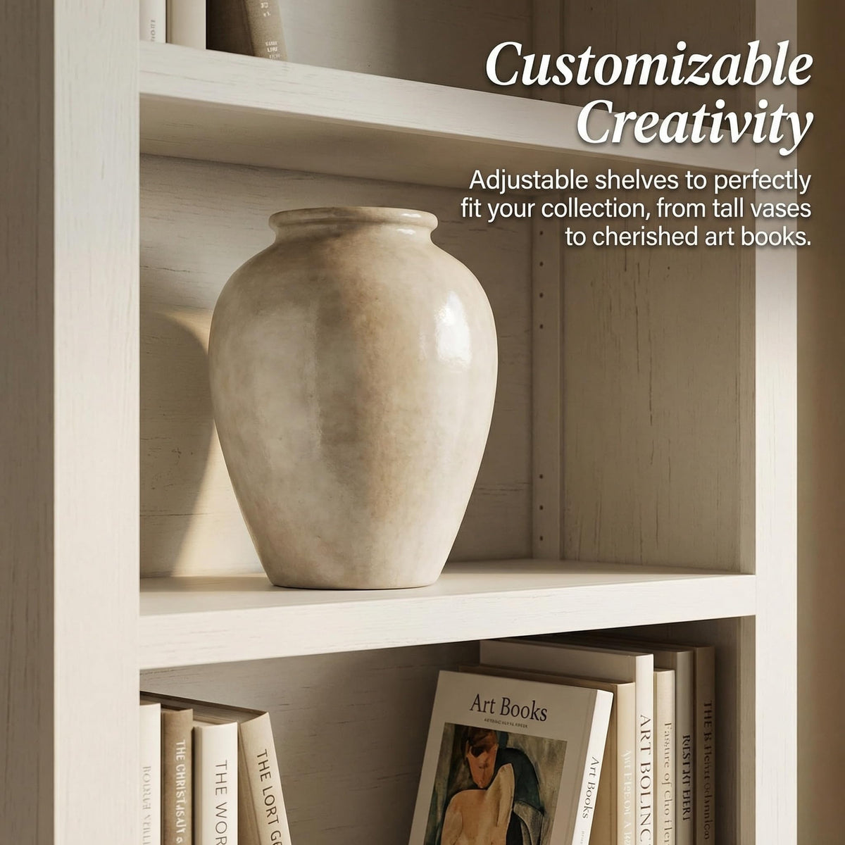 Adjustable 5-Shelf Farmhouse Bookcase