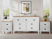 Antique White Dresser & Nightstand Set