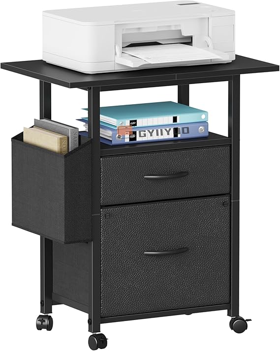 2-Drawer Rolling File Cabinet with 24" Extended Desktop
