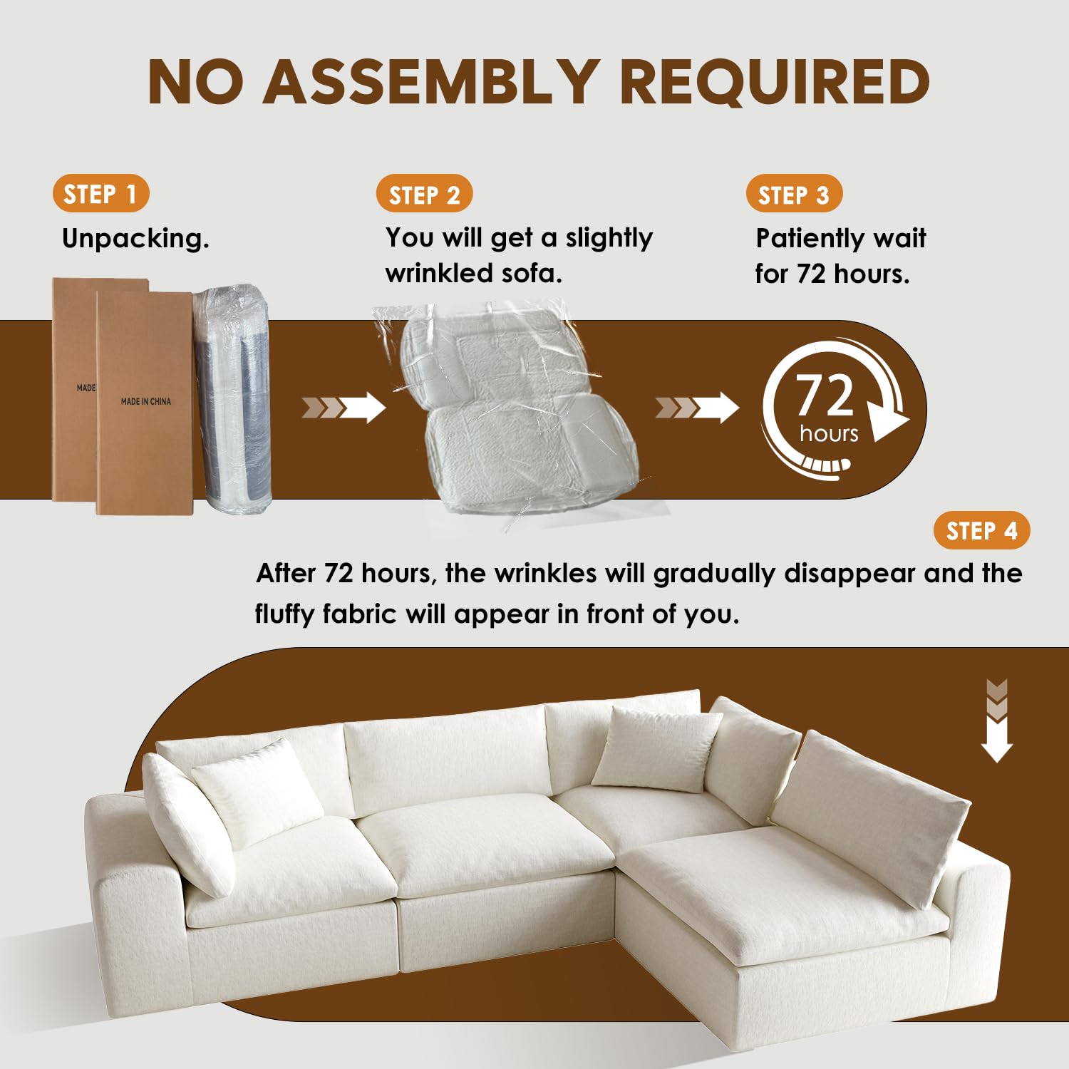 Modular L-Shaped Sectional Sofa with Deep Seat