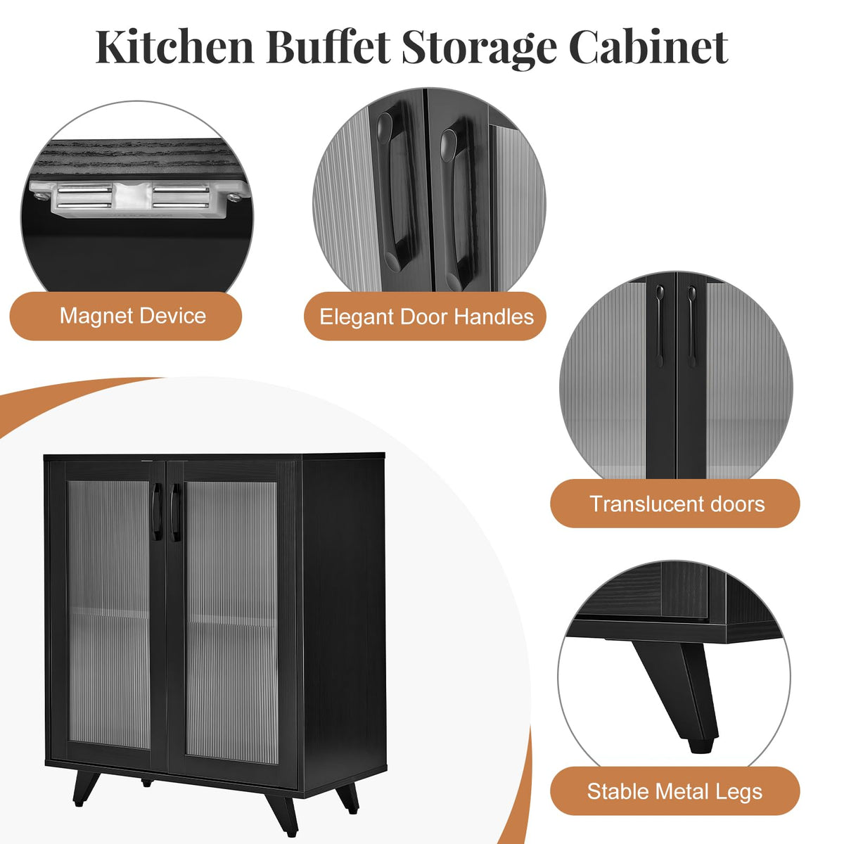 Black Buffet Storage Cabinet