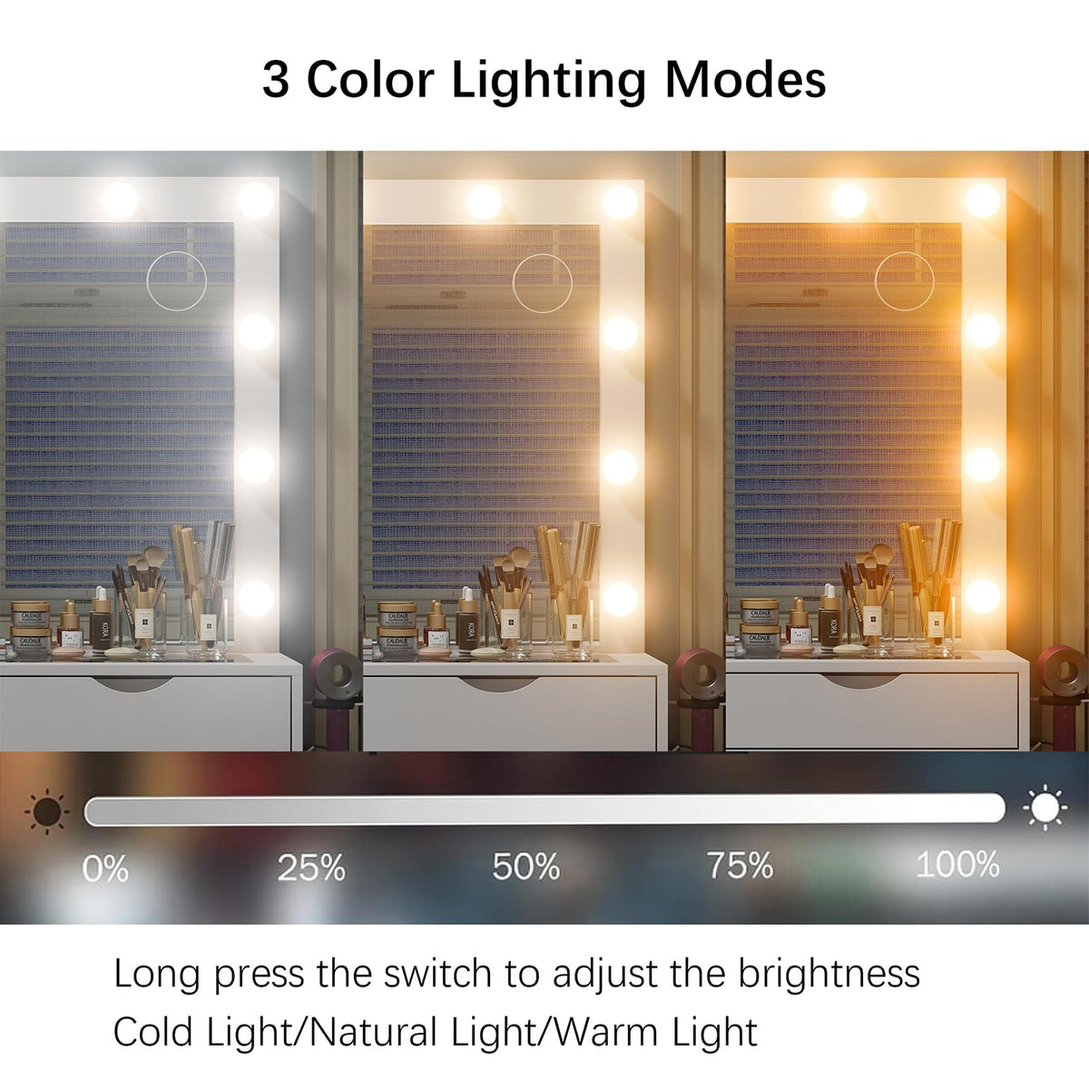 15-Drawer LED Makeup Vanity with Stool