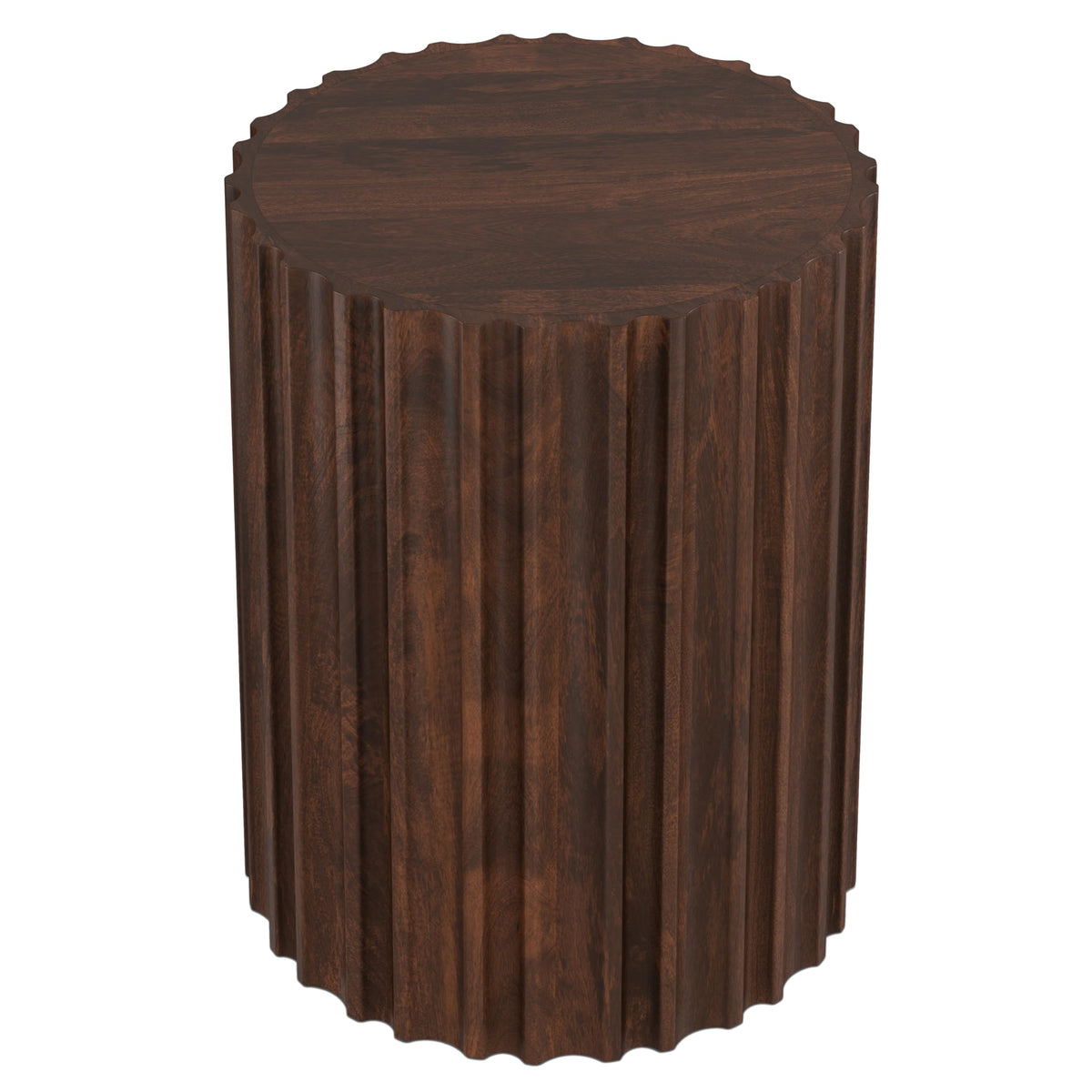 Fluted Mango Wood Side Table