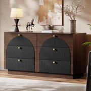 6-Drawer Wide Dresser with Arched Fluted Panel