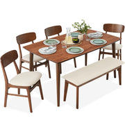 6-Piece Mid-Century Modern Dining Set with Bench